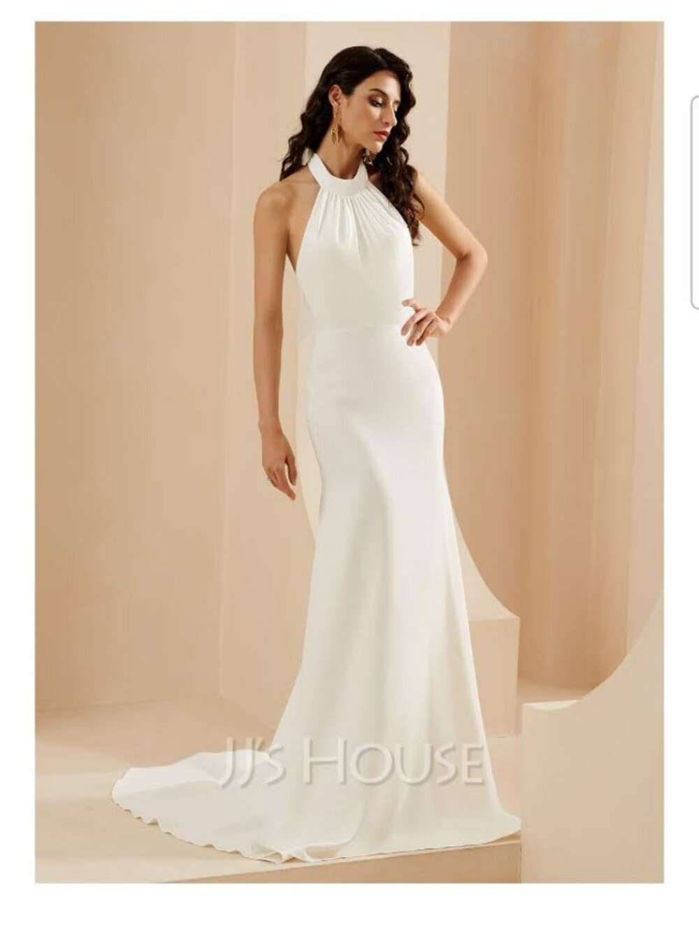 Trumpet/Mermaid Halter White (Ivory) Dress Size US 10 (AU/NZ 14) New